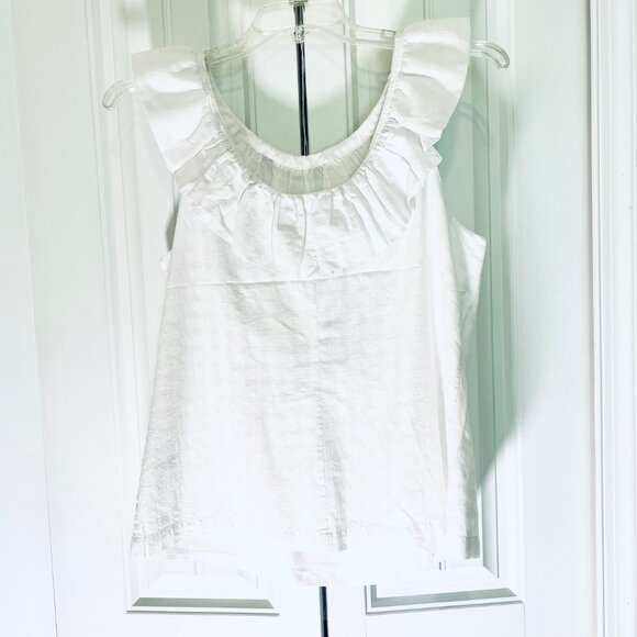 Trina Turk Twin Falls Sleeveless Ruffled Top in White (L) New with Tag - Picture 8 of 11